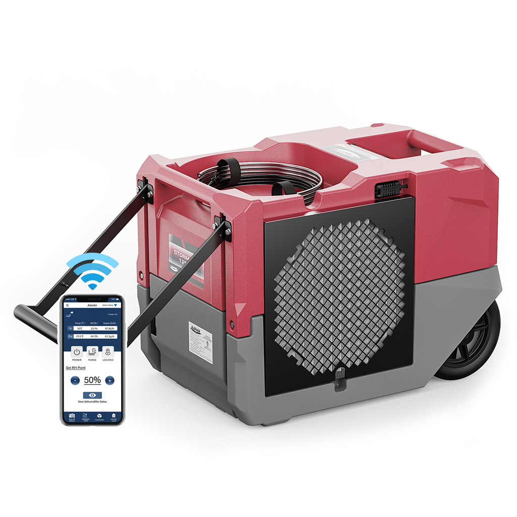 AlorAir Smart Wi-Fi 125 PPD Industrial Commercial Dehumidifiers with Pump, LGR 1250X Large Dehumidifier with Wi-Fi Controls, for Basements, Garages, and Job Sites, cETL Listed, 5 Years Warranty, Red