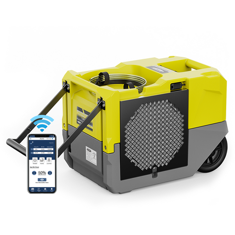 AlorAir Smart WiFi Dehumidifier, 125 PPD High Performance, Commercial Dehumidifier with Pump, Compact, Portable, cETL Listed, 5 Years Warranty, Industrial dehumidifier for Disaster Restoration, Yellow
