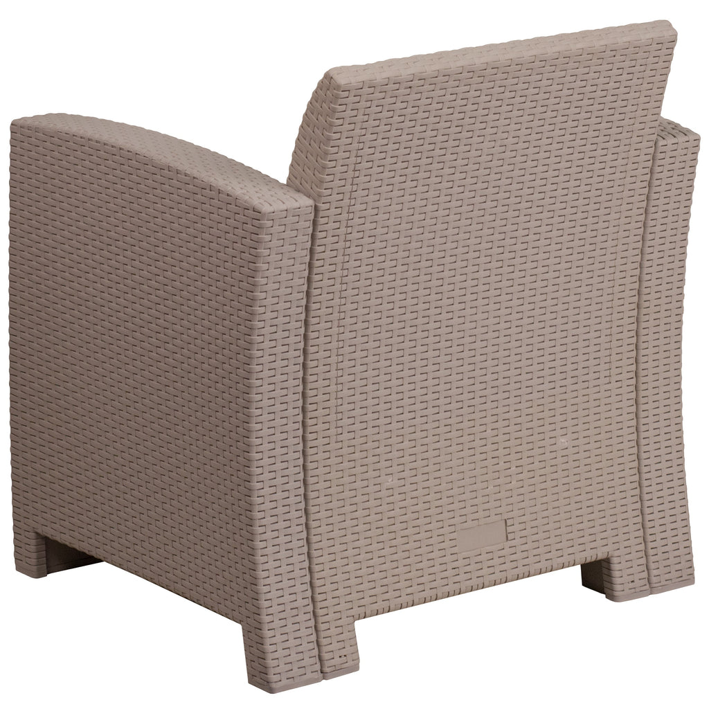 BRAVO! Light Gray Faux Rattan Chair with Outdoor All-Weather Light Gray Cushion