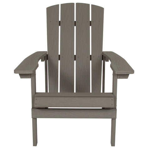 BRAVO! Outdoor All-Weather Adirondack Chair in Light Gray Faux Wood