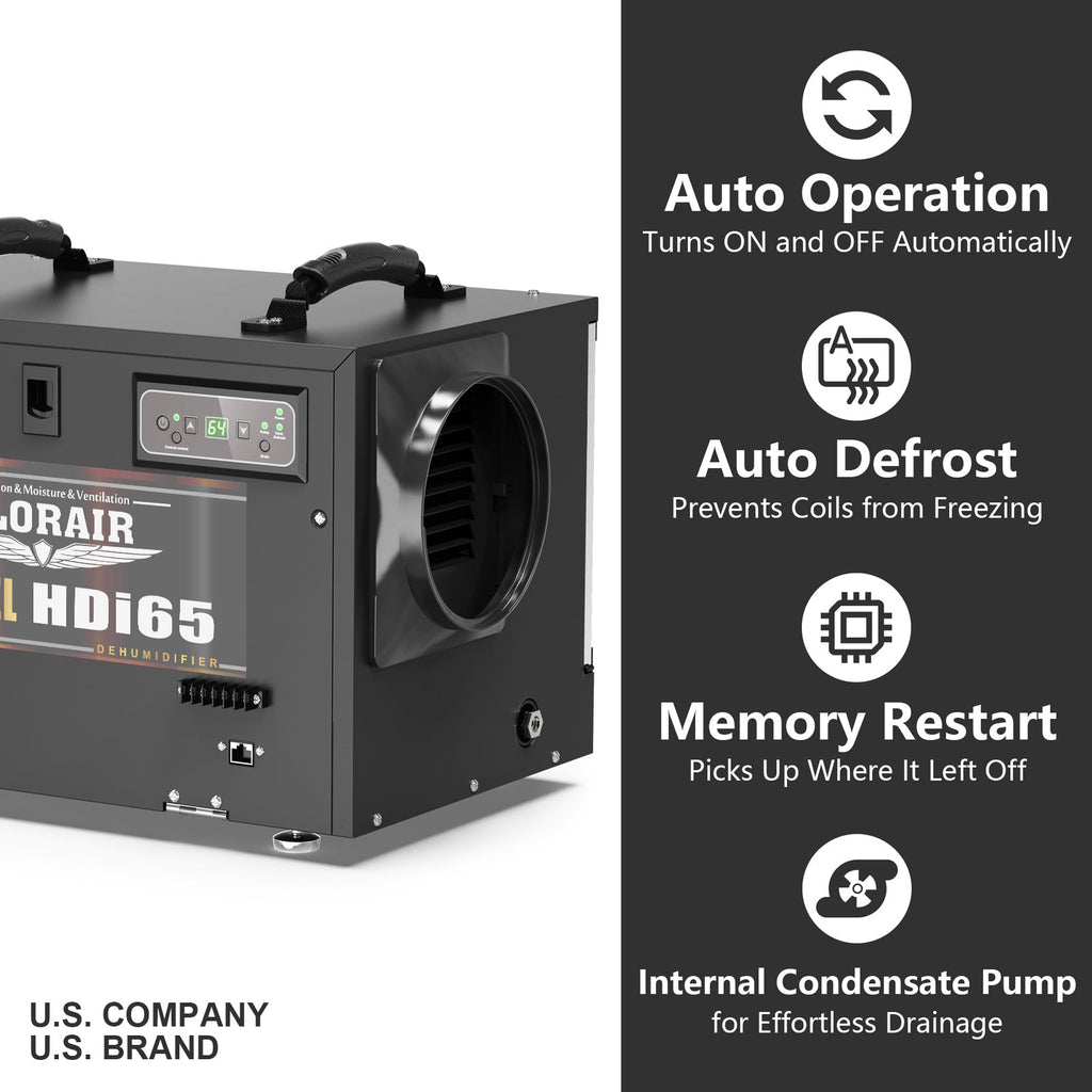 AlorAir 120 PPD Commercial Dehumidifiers, Crawl Space Basement dehumidifier with Pump, Gravity Drain，Industry Water Damage Unit, Compact, Portable, Auto Defrost, Memory Starting, 5 Years Warranty