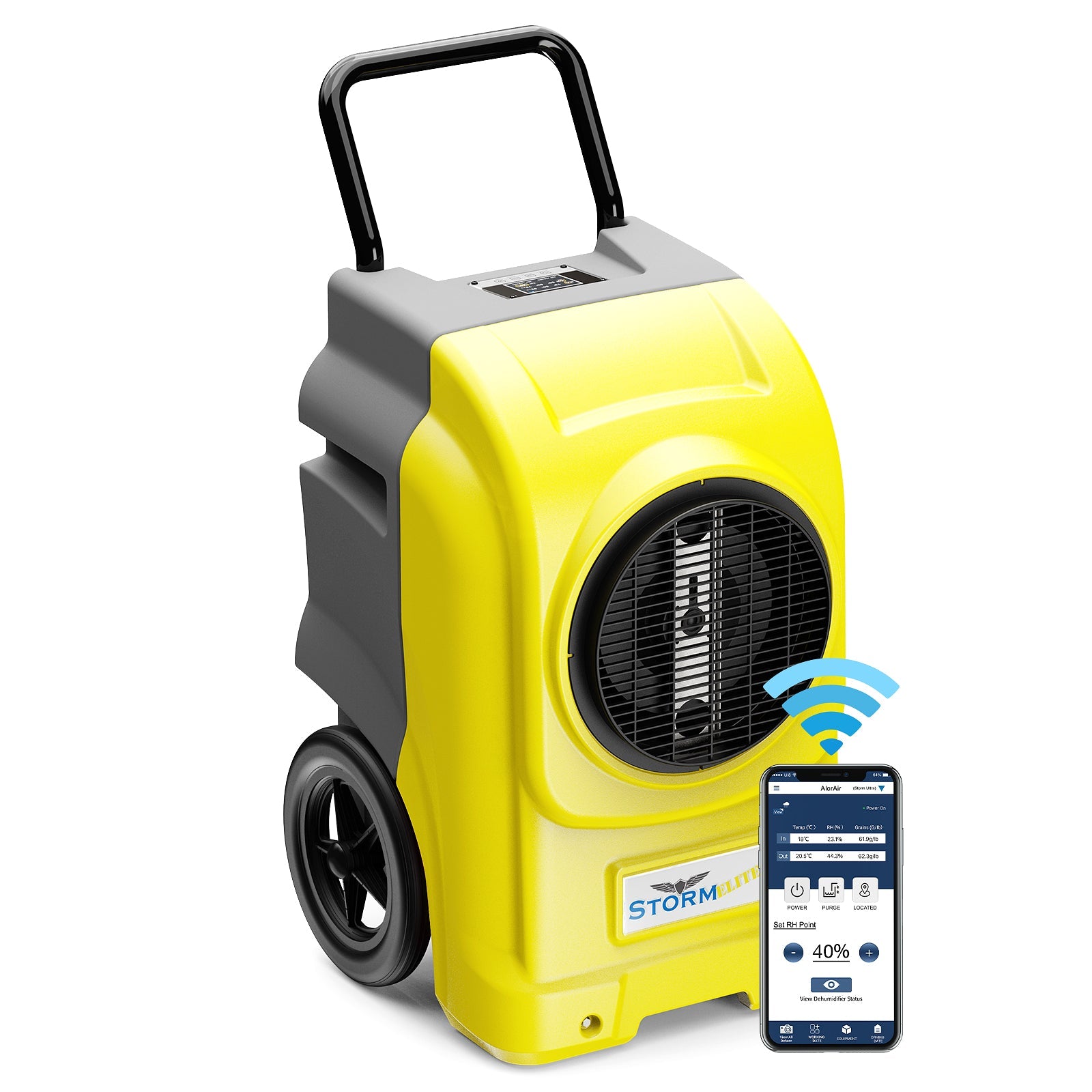 AlorAir 270 Pints Commercial Dehumidifiers for Large Room or Basements, Industrial Large Dehumidifier with Pump and Drain Hose, Dehumidifiers with Smart Wi-Fi, 5 Years Warranty, Yellow