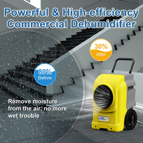 AlorAir 270 Pints Commercial Dehumidifiers for Large Room or Basements, Industrial Large Dehumidifier with Pump and Drain Hose, Dehumidifiers with Smart Wi-Fi, 5 Years Warranty, Yellow