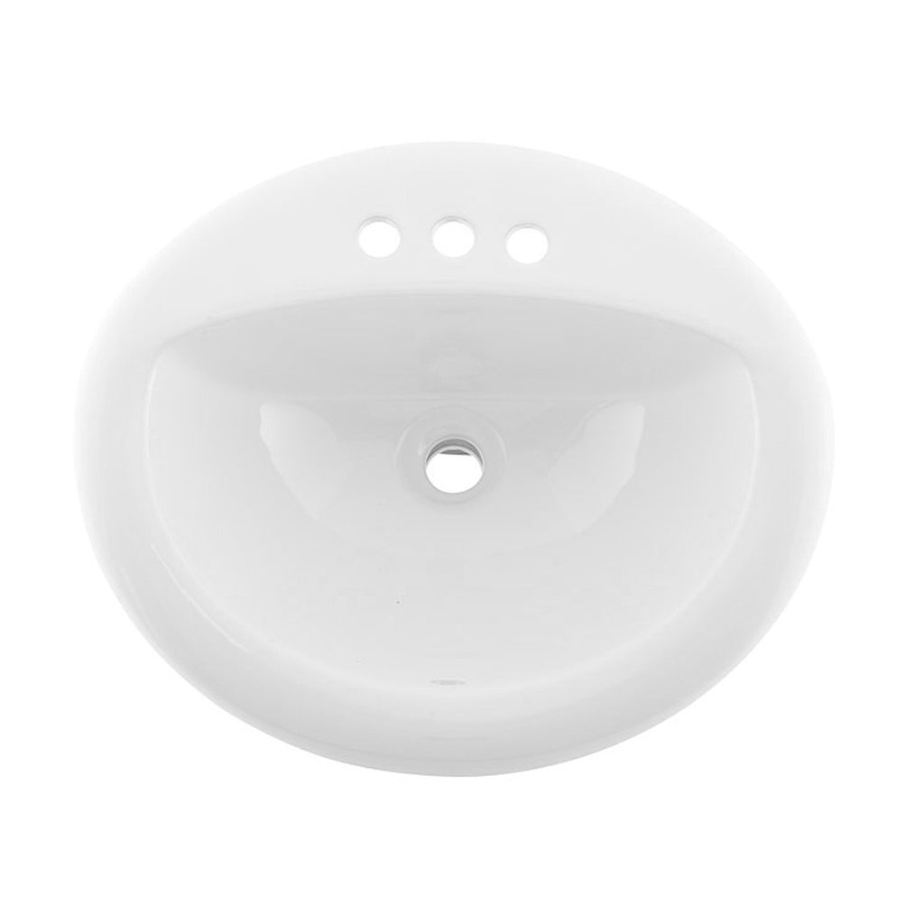 DAX Ceramic Single Bowl Top Mount Bathroom Sink, White Finish,  19-11/16 x 17-11/16 x 8-1/4 Inches (BSN-209-W)