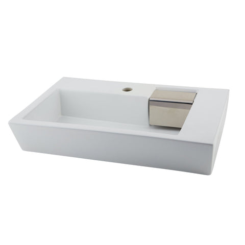 DAX Ceramic Rectangle Single Bowl Bathroom Vessel Sink, White Finish,  20-1/8 x 17-2/8 x 6 Inches (BSN-252A)