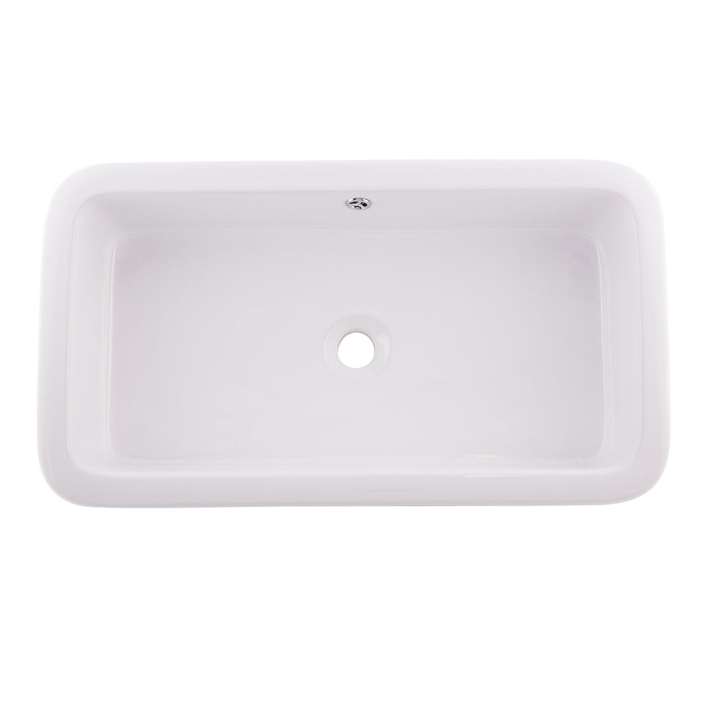 DAX Ceramic Rectangle Single Bowl Bathroom Vessel Sink, White Finish,  27 x 14-3/4 x 6-3/4 Inches (BSN-285G)