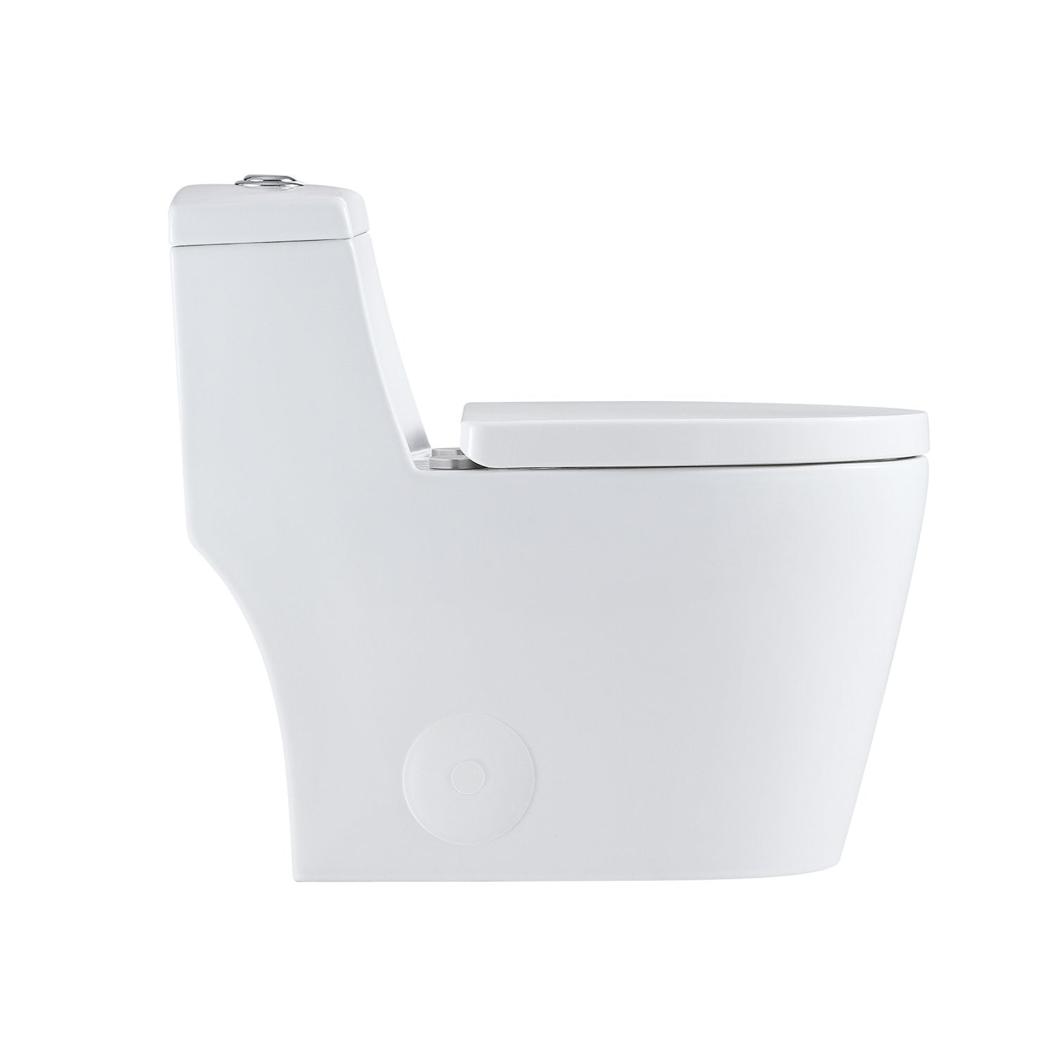 DAX One Piece Elongated Toilet with Soft Closing Seat and Dual Flush High-Efficiency, Porcelain, White Finish, Height 26-7/16 Inches (BSN-80)