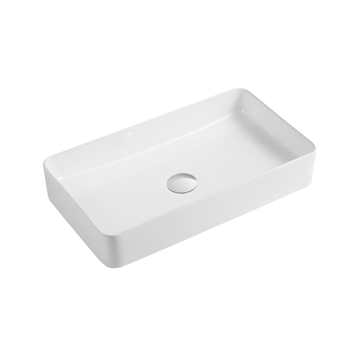 DAX Ceramic Rectangle Single Bowl Bathroom Vessel Sink, White Finish,  24 x 13-9/16 x 4-5/16 Inches (BSN-CL1320)