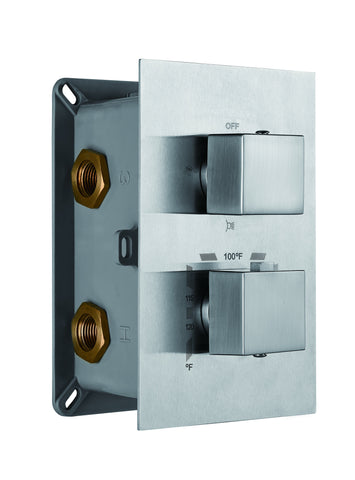 DAX Square Concealed Valve. thermostatic Mixer with 2/3 Function Diverter. chrome Finish (DAX-11002-SQ-CR)