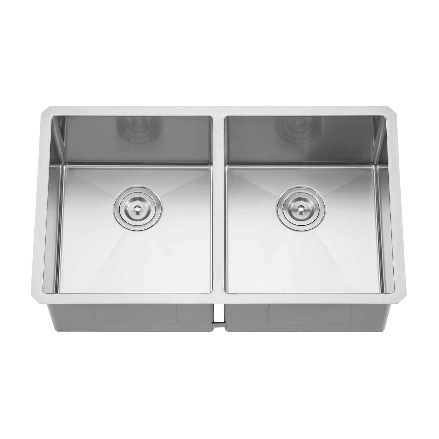 DAX Handmade 50/50 Double Bowl Undermount Kitchen Sink, 18 Gauge Stainless Steel, Brushed Finish, 32 x 19 x 10 Inches (DAX-3219ER10)