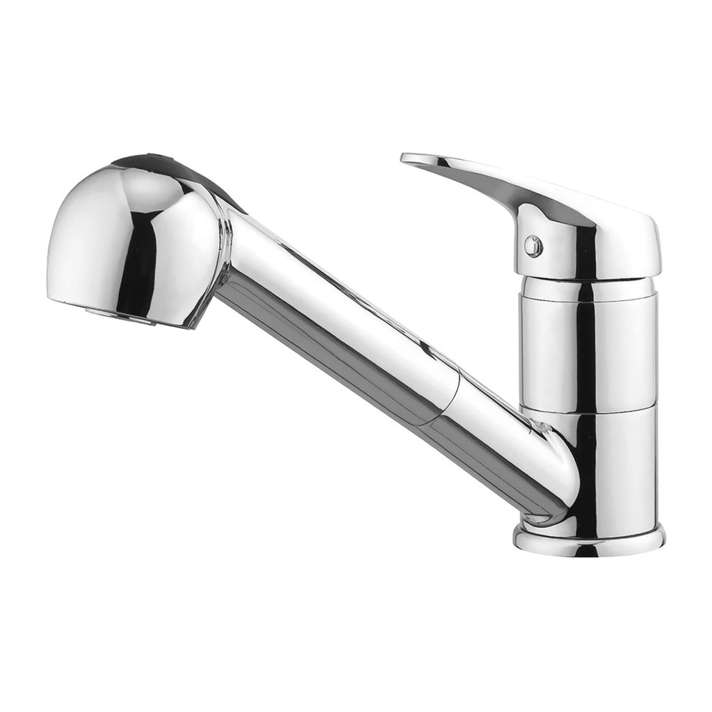 DAX Single Handle Pull Out Kitchen Faucet with Dual Sprayer, Brass Body and PVC Shower Head, Chrome Finish, Size 7-5/8 x 6-7/8 Inches (DAX-478-CR)