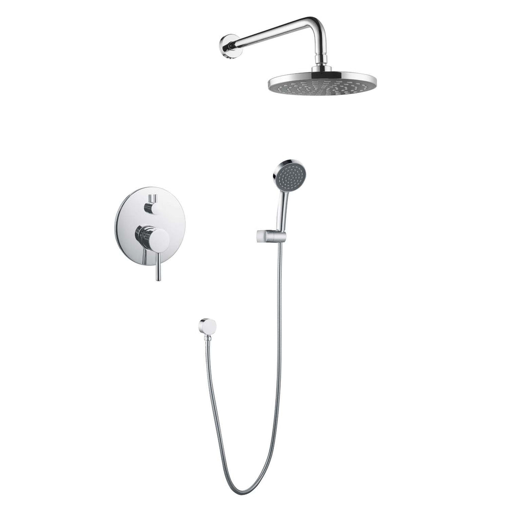 DAX Bathroom Rain Mixer Shower, Round Rainfall Shower Head System with Shower Trim and Hand Shower, Wall Mount, Chrome Finish (DAX-6813-CR)