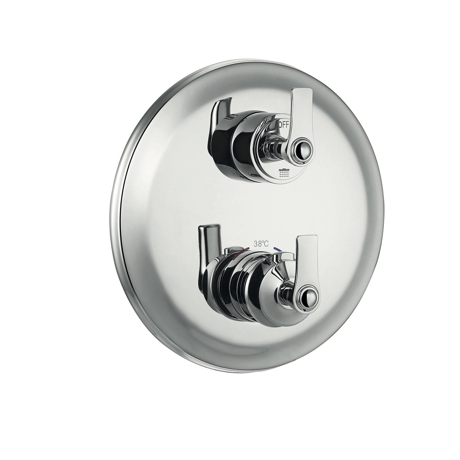 DAX Round Shower Single Valve Trim with Temperature Control, Brass Body, Chrome Finish (DAX-79909-CR)