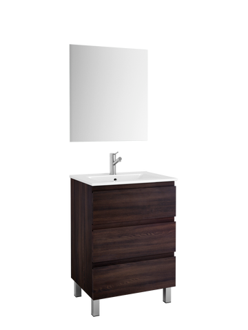 DAX Costa vanity cabinet, 24", glossy wenge with Onix basin (DAX-COS012413-ONX)