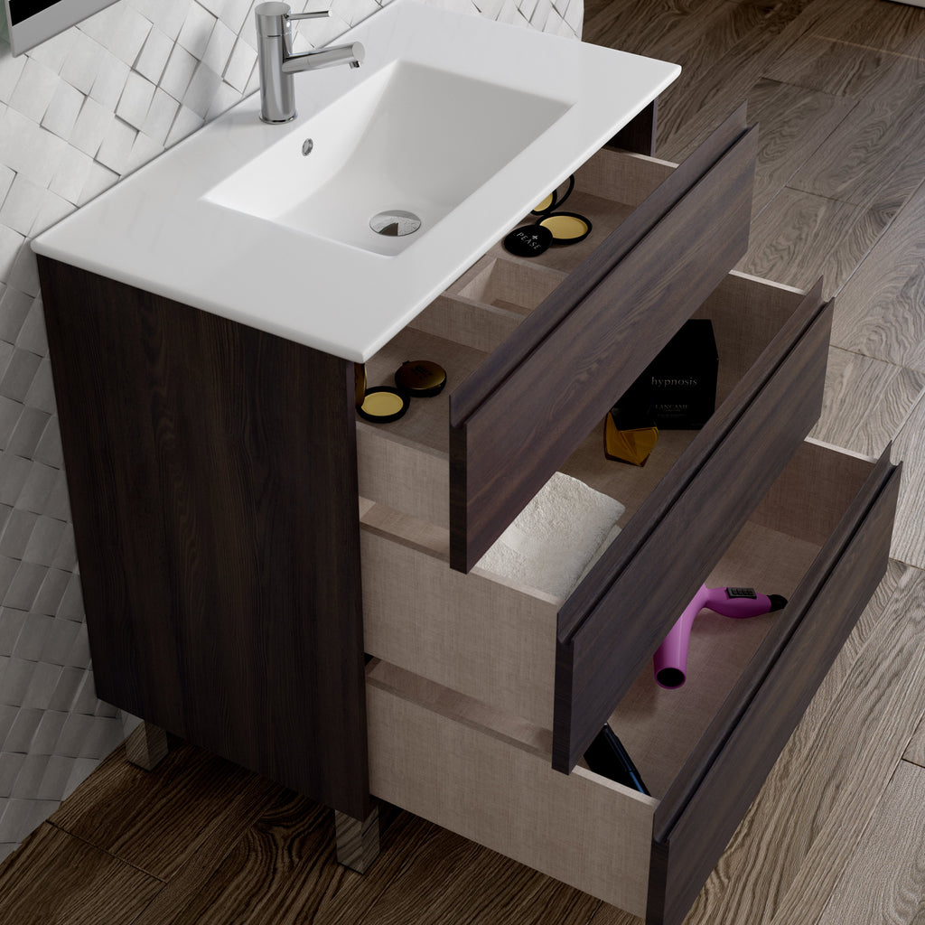 DAX Costa vanity cabinet, 32", glossy wenge with Onix basin (DAX-COS013213-ONX)