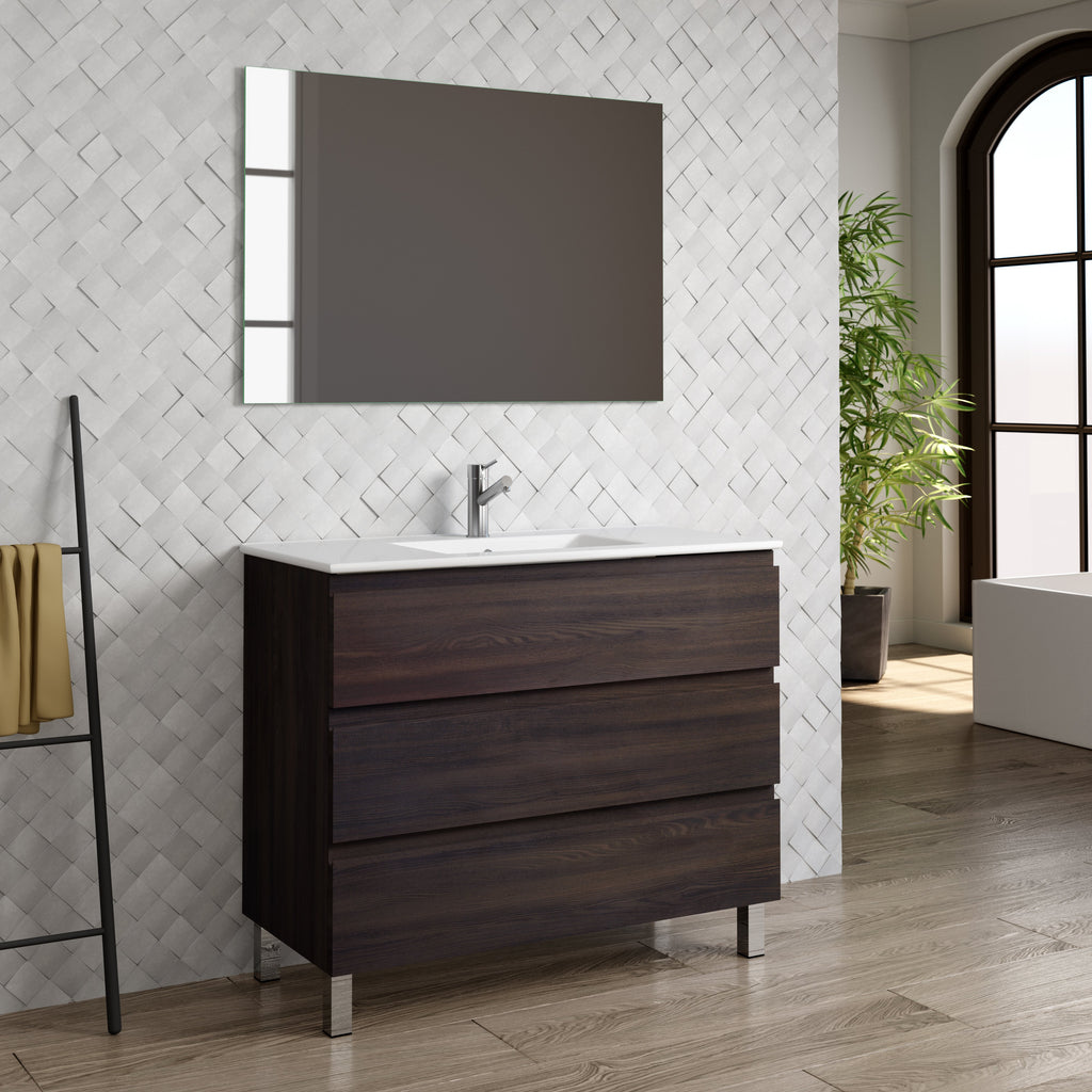 DAX Costa vanity cabinet, 40", glossy wenge with Onix basin (DAX-COS014013-ONX)