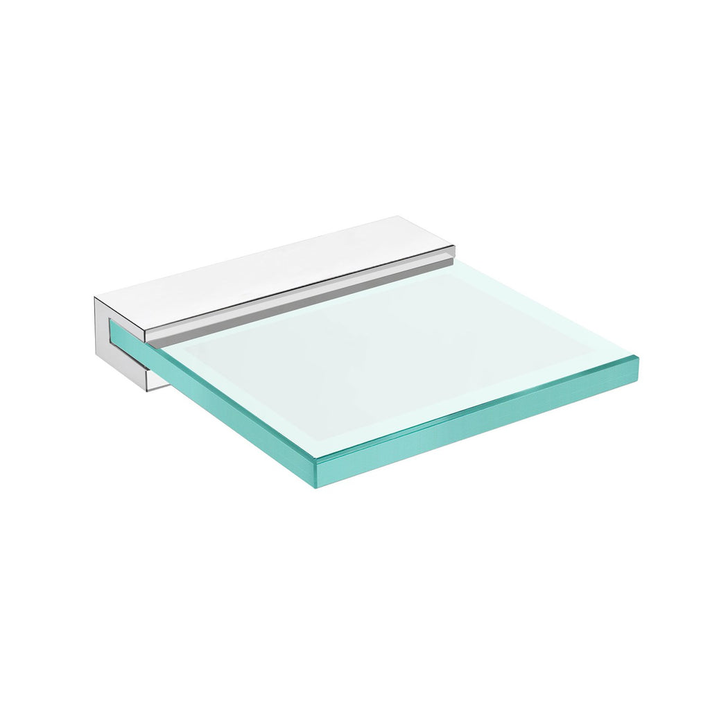 DAX Venice Soap Dish, Tray, Wall Mount, Tempered Glass, Brushed Finish, 4-5/16 x 4-1/2 x 4-1/2 Inches (DAX-GDC060132-BN)