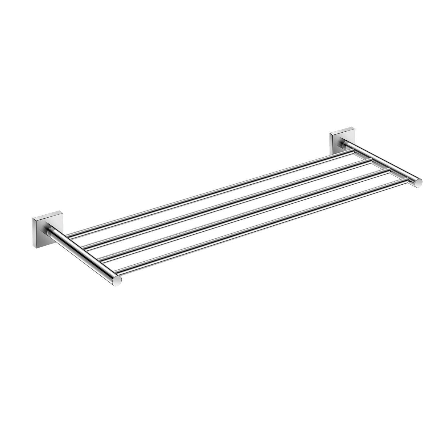 DAX Milano Towel Rack with Shelf, Wall Mount, Brass Body, Brushed Finish, 23-5/8 x 7-7/8 x 1-7/9 Inches (DAX-GDC160168-BN)