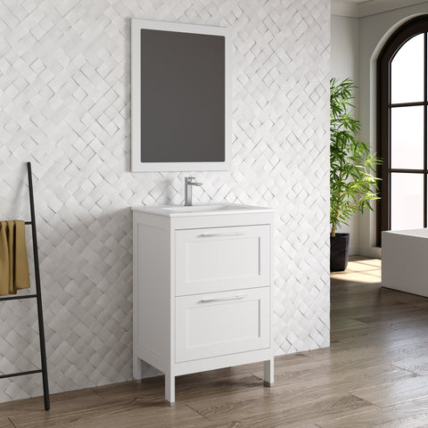 DAX Lakeside Single Vanity 24 Inches White w/ Onix Basin (DAX-LAKE012411-ONX)