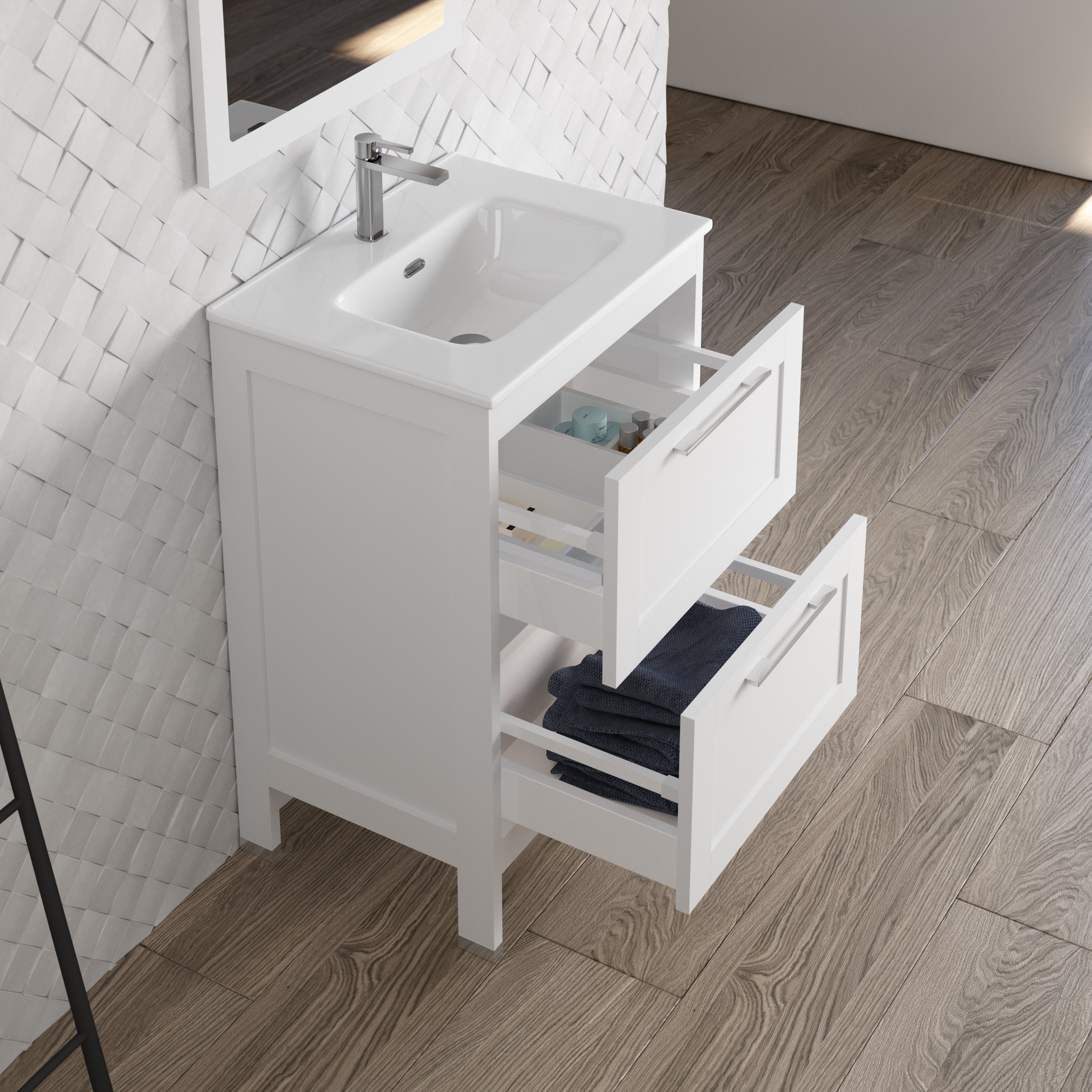 DAX Lakeside Single Vanity 24 Inches White w/ Onix Basin (DAX-LAKE012411-ONX)