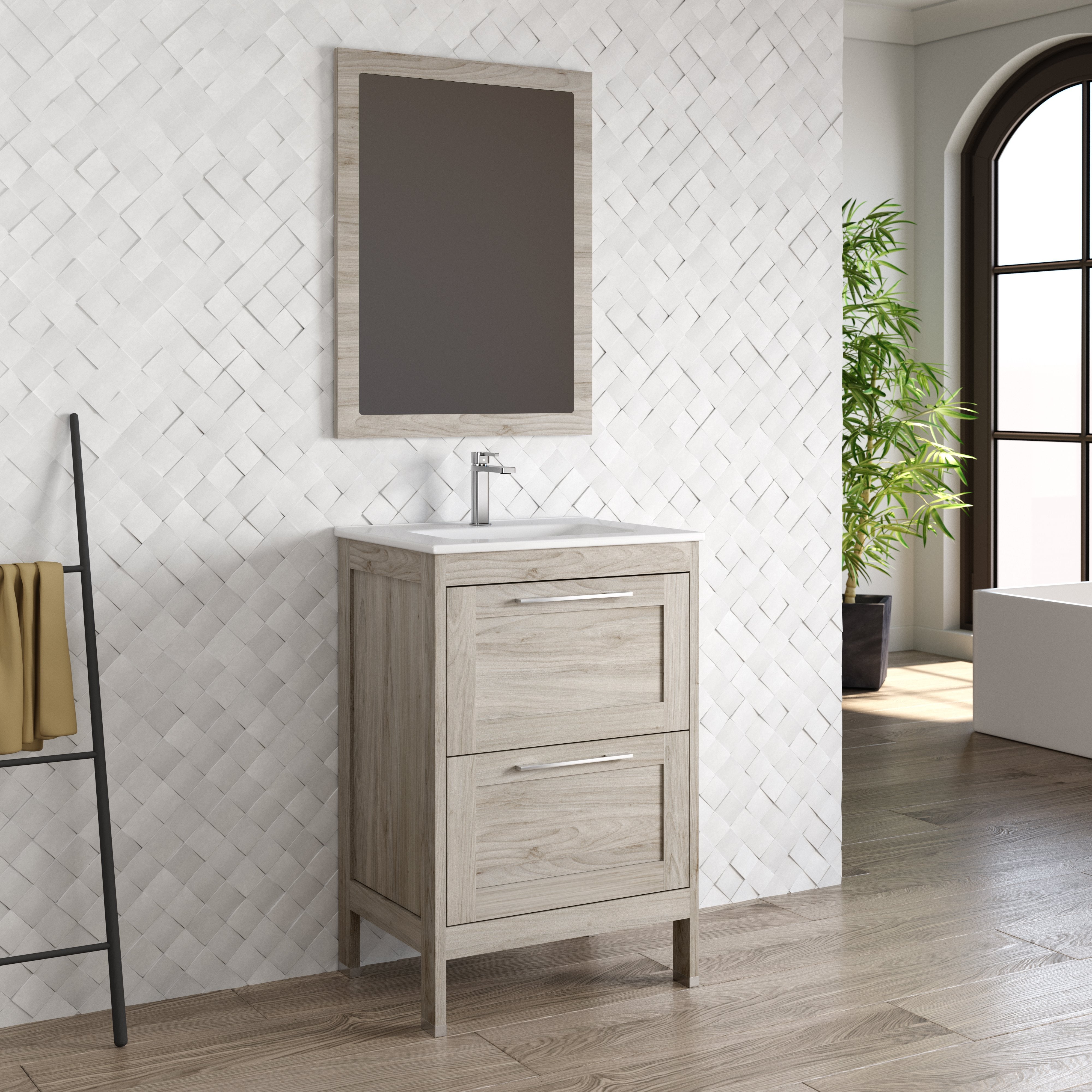 DAX Lakeside Single Vanity 24 Inches Gray Pine with Onix Basin (DAX-LAKE012412-ONX)