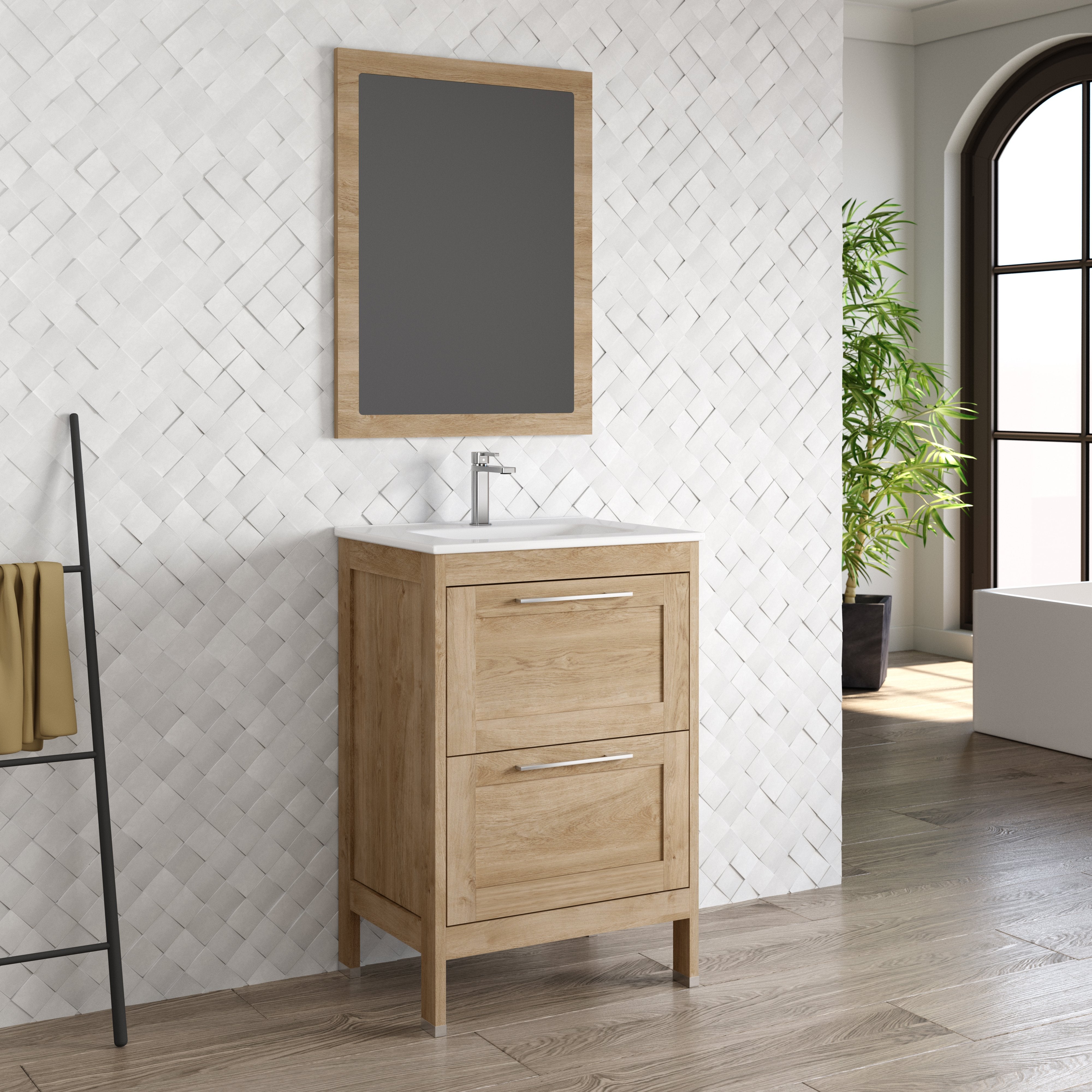 DAX Lakeside Single Vanity 24 Inches Oak with Onix Basin (DAX-LAKE012414-ONX)