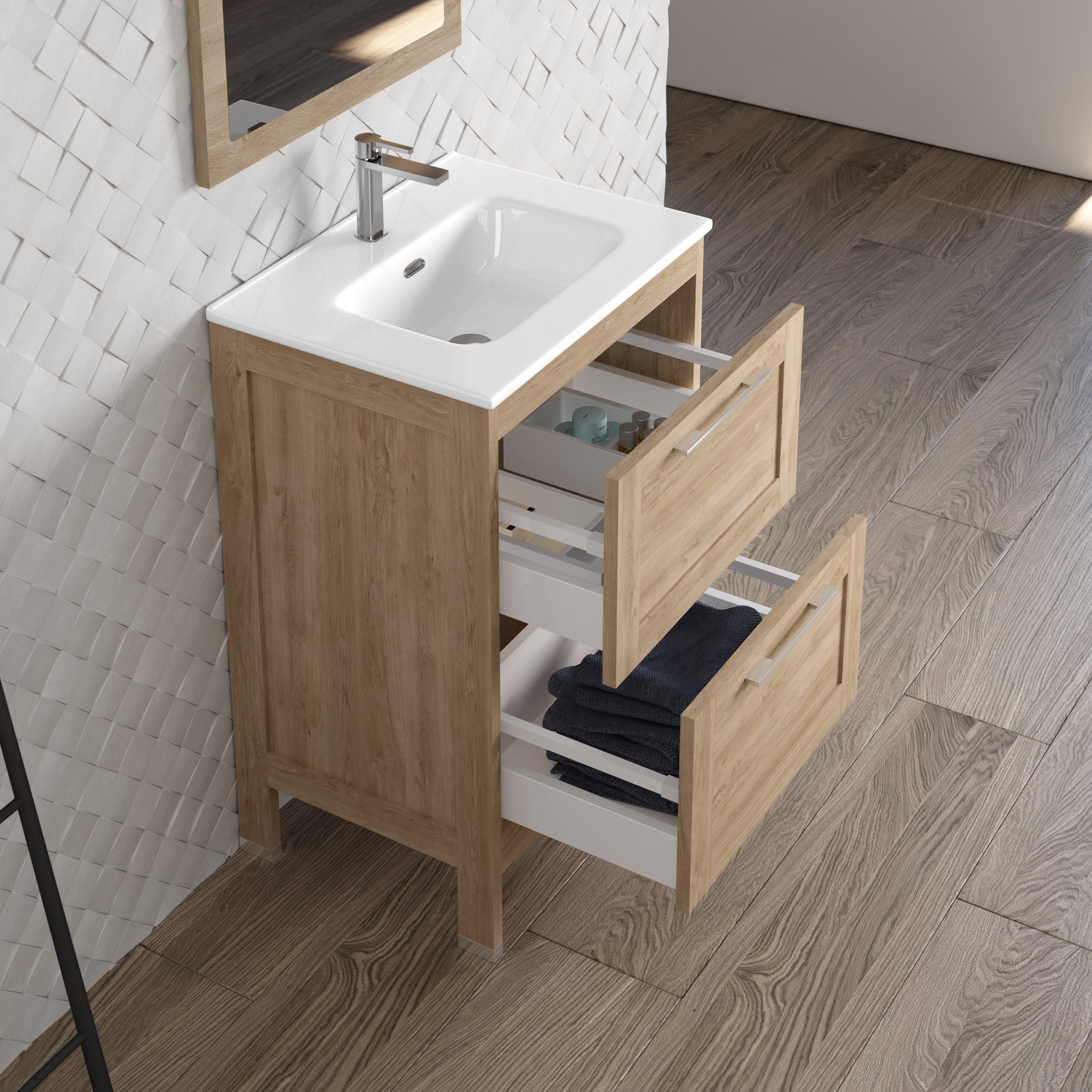 DAX Lakeside Single Vanity 24 Inches Oak with Onix Basin (DAX-LAKE012414-ONX)