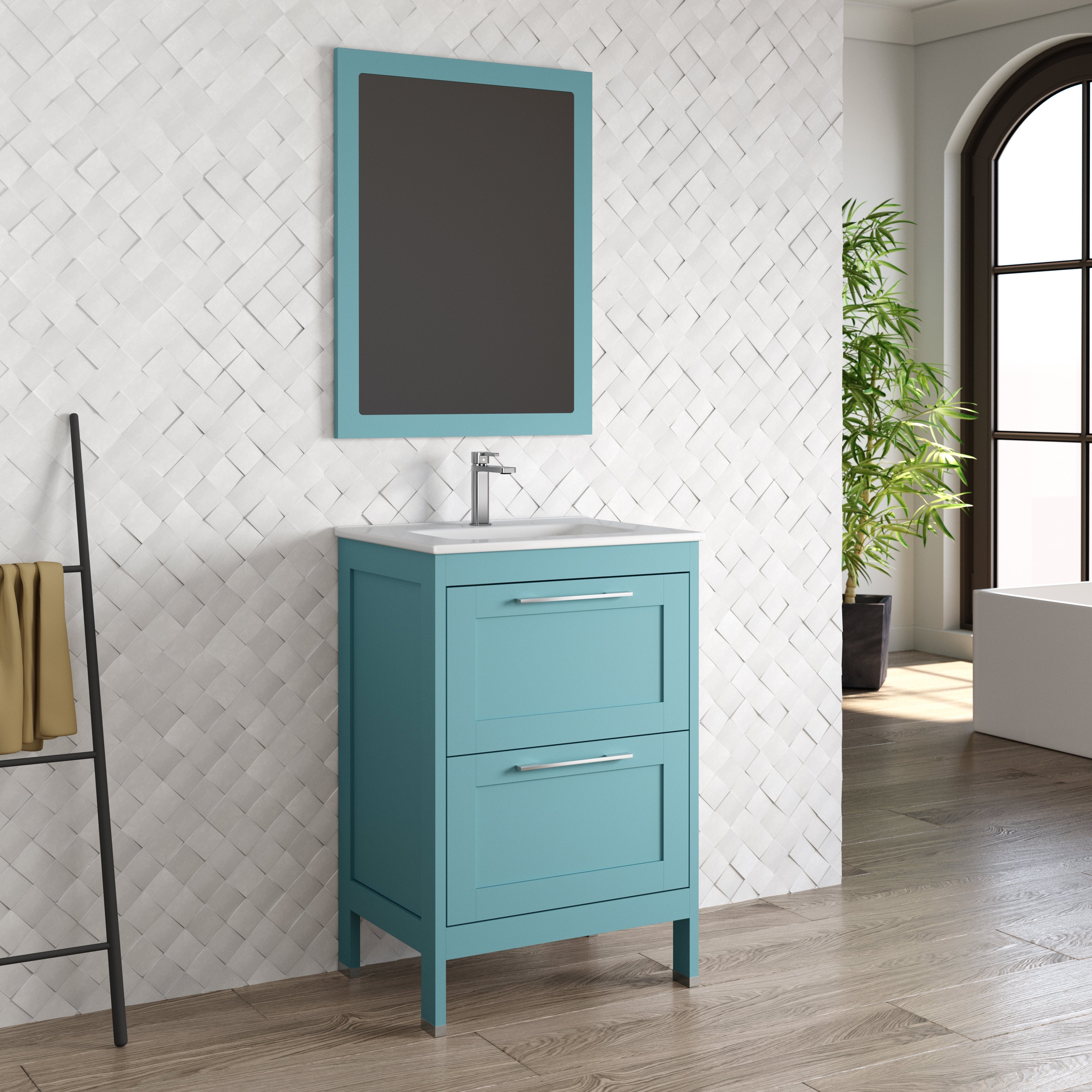 DAX Lakeside Single Vanity 24 Inches Deep Blue with Onix Basin (DAX-LAKE012419-ONX)