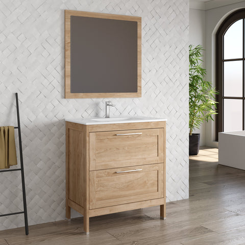 DAX Lakeside Single Vanity 32 Inches Oak with Onix Basin