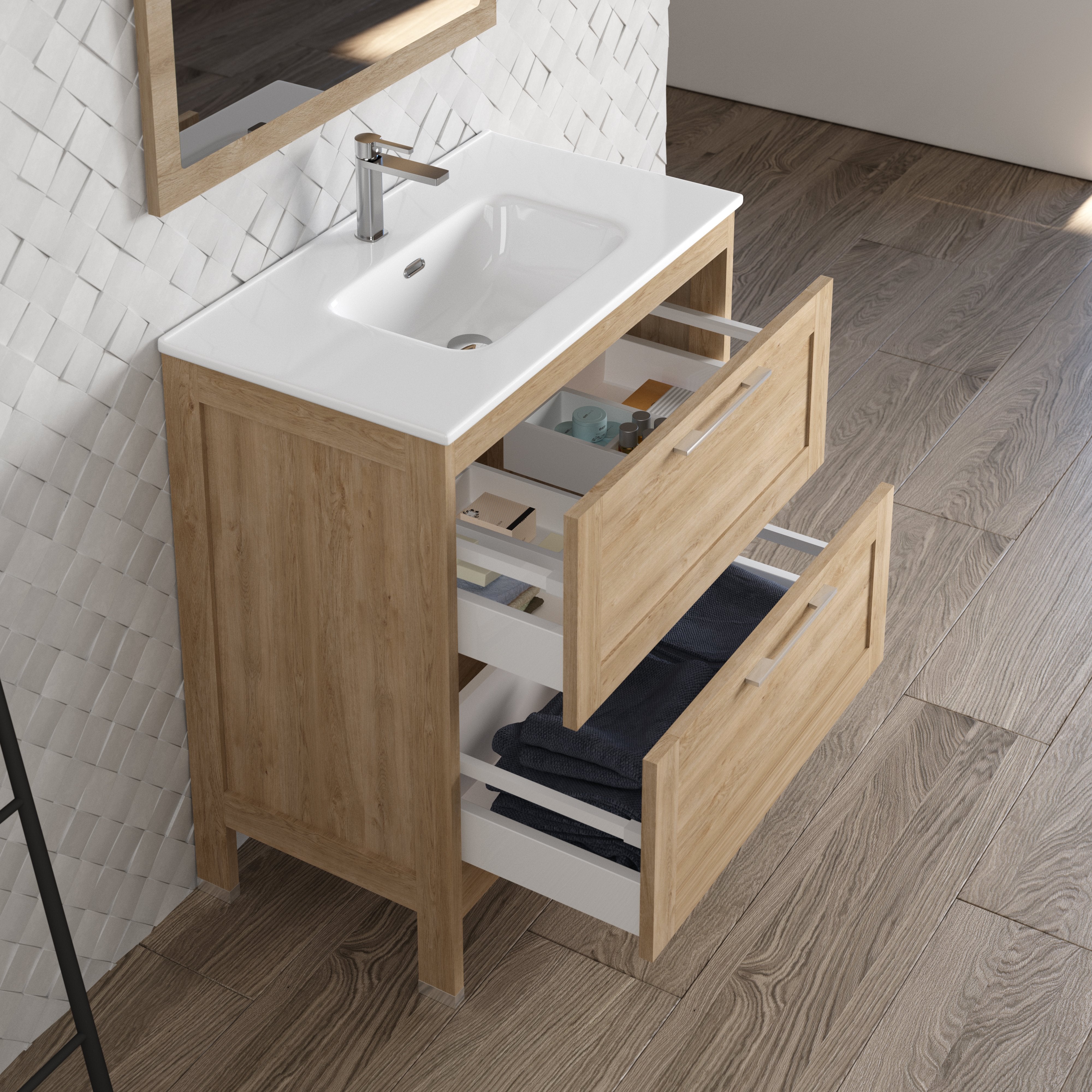 DAX Lakeside Single Vanity 32 Inches Oak with Onix Basin