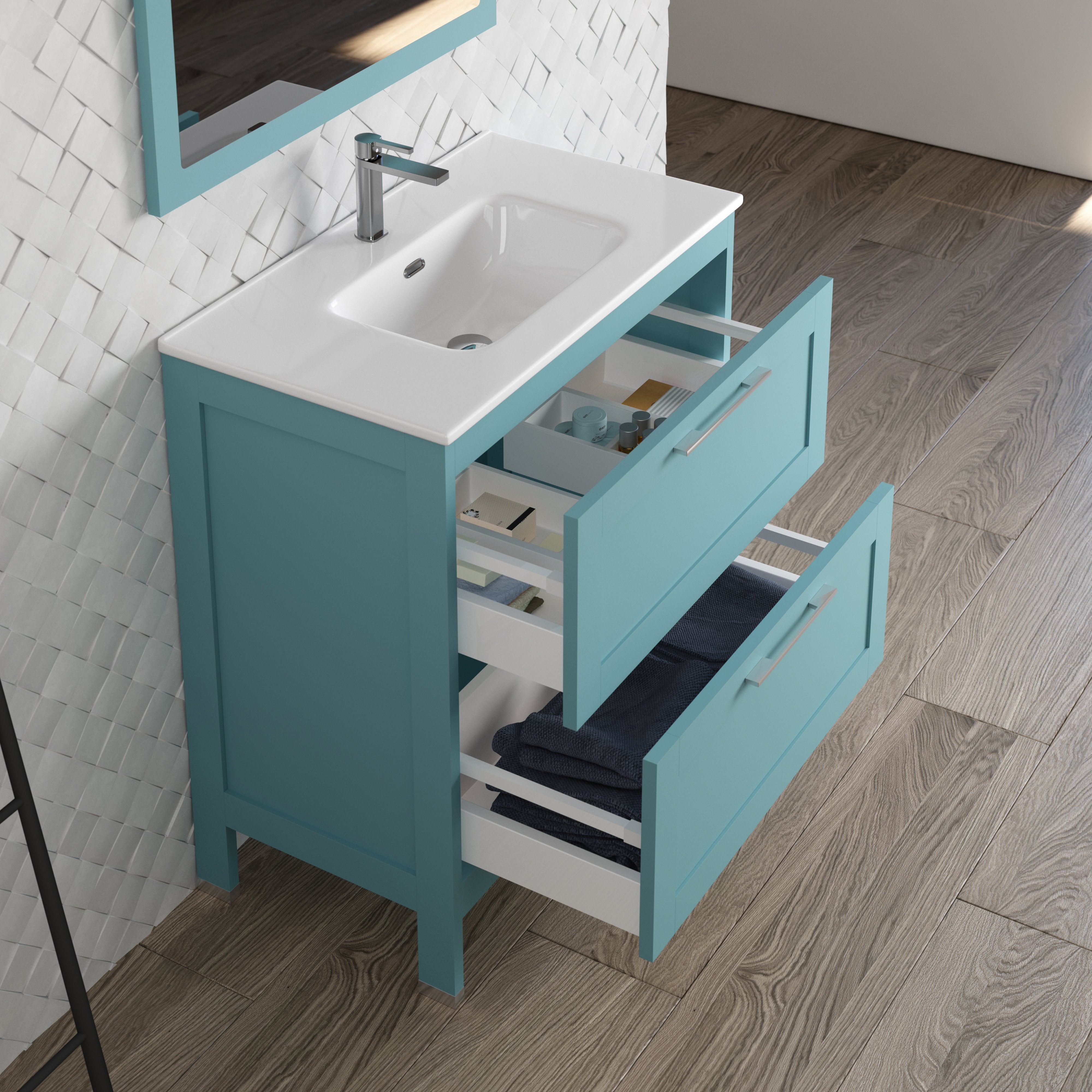 DAX Lakeside Single Vanity 32 Inches Deep Blue with Onix Basin (DAX-LAKE013219-ONX)