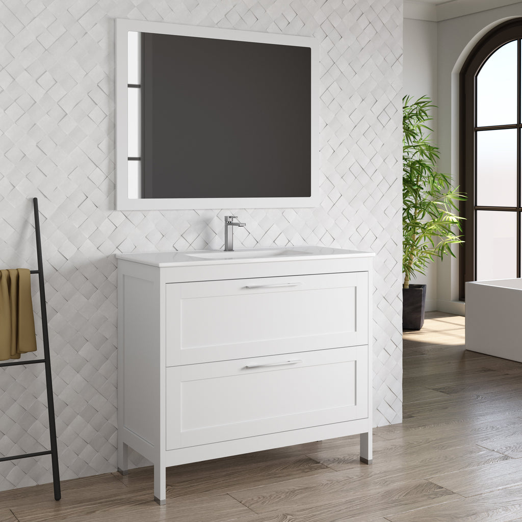 DAX Lakeside Single Vanity 40 Inches White with Onix Basin (DAX-LAKE014011-ONX)