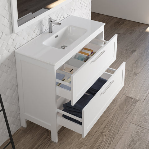 DAX Lakeside Single Vanity 40 Inches White with Onix Basin (DAX-LAKE014011-ONX)