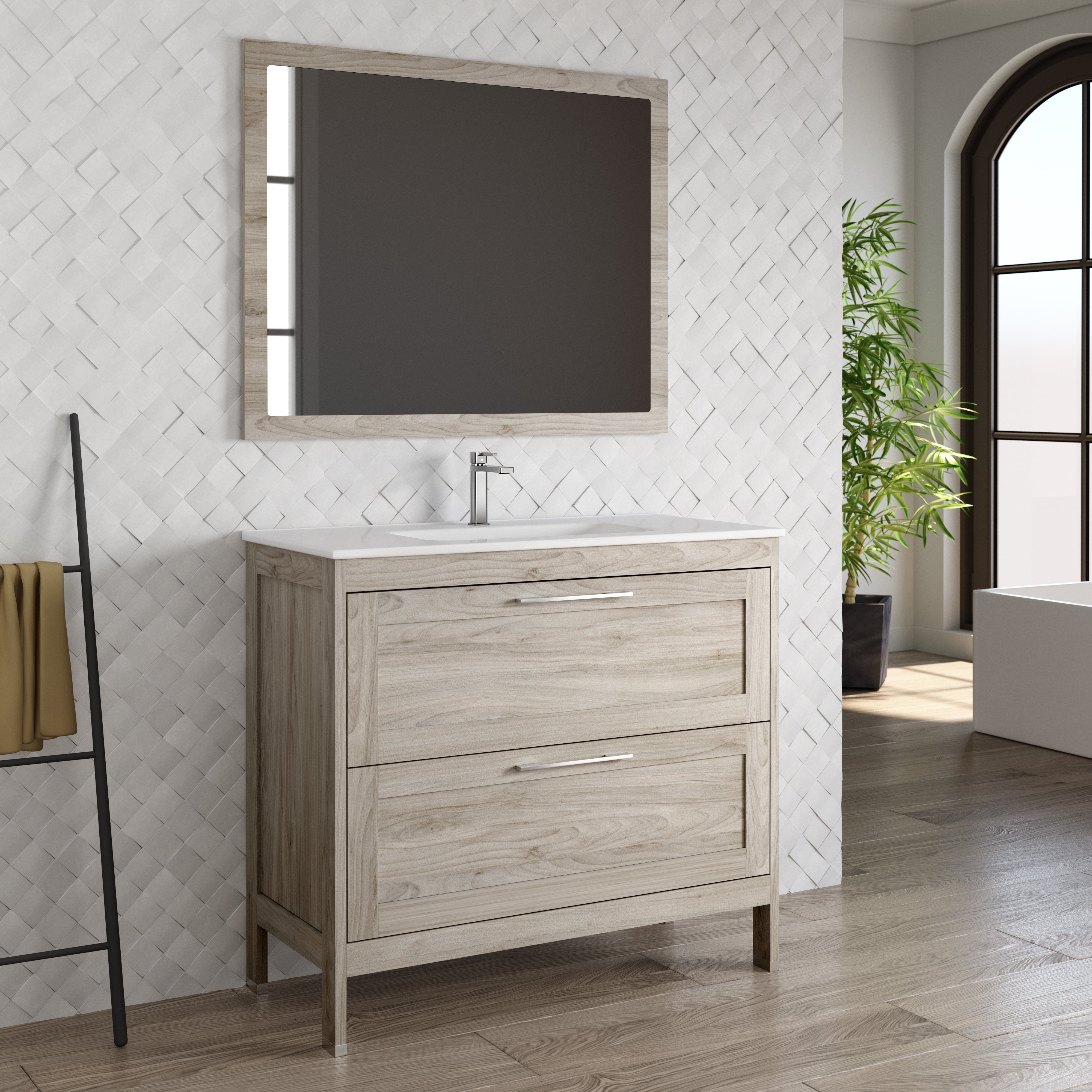 DAX Lakeside Single Vanity 40 Inches Gray Pine with Onix Basin (DAX-LAKE014012-ONX)