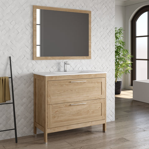 DAX Lakeside Single Vanity 40 Inches Oak with Onix Basin (DAX-LAKE014014-ONX)