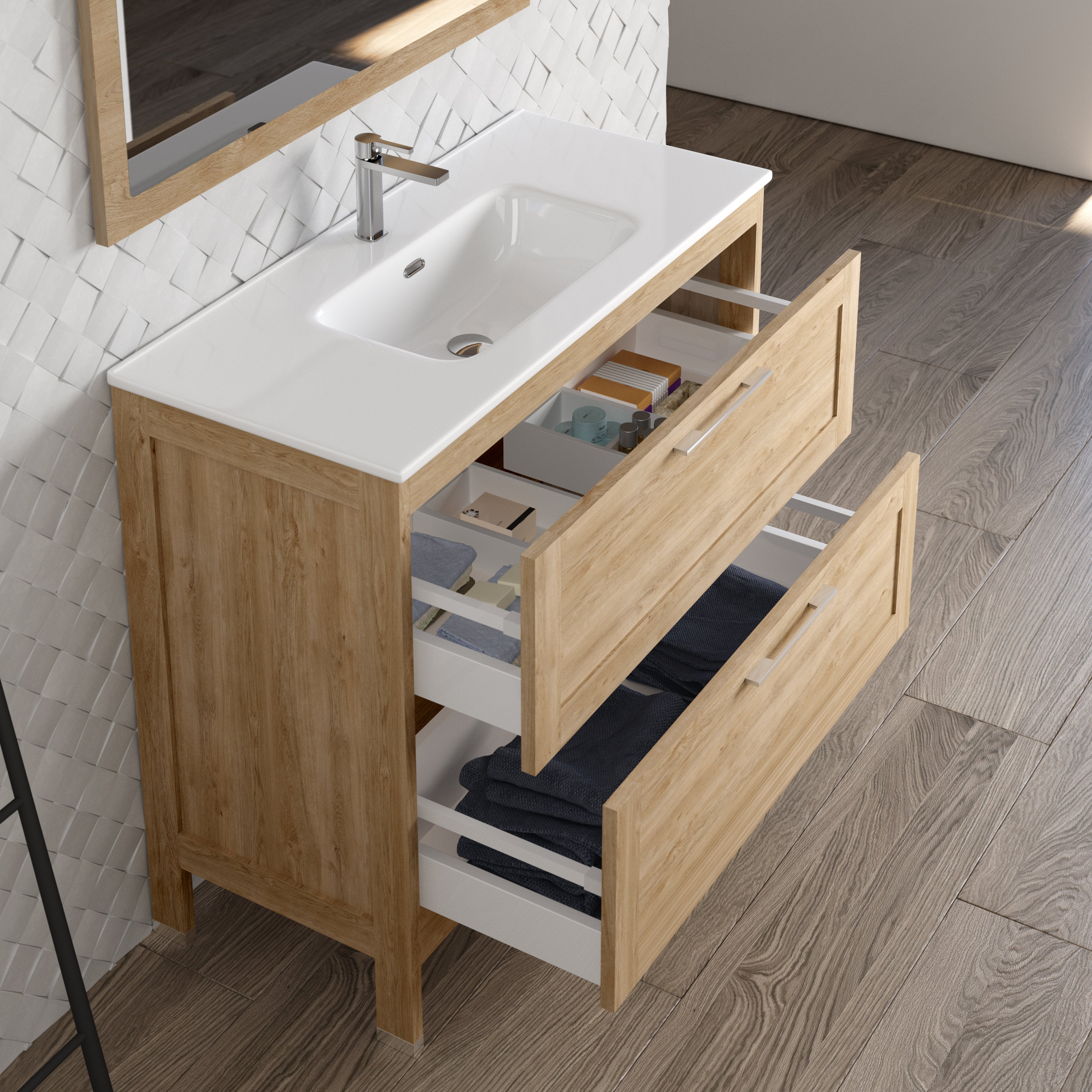 DAX Lakeside Single Vanity 40 Inches Oak with Onix Basin (DAX-LAKE014014-ONX)