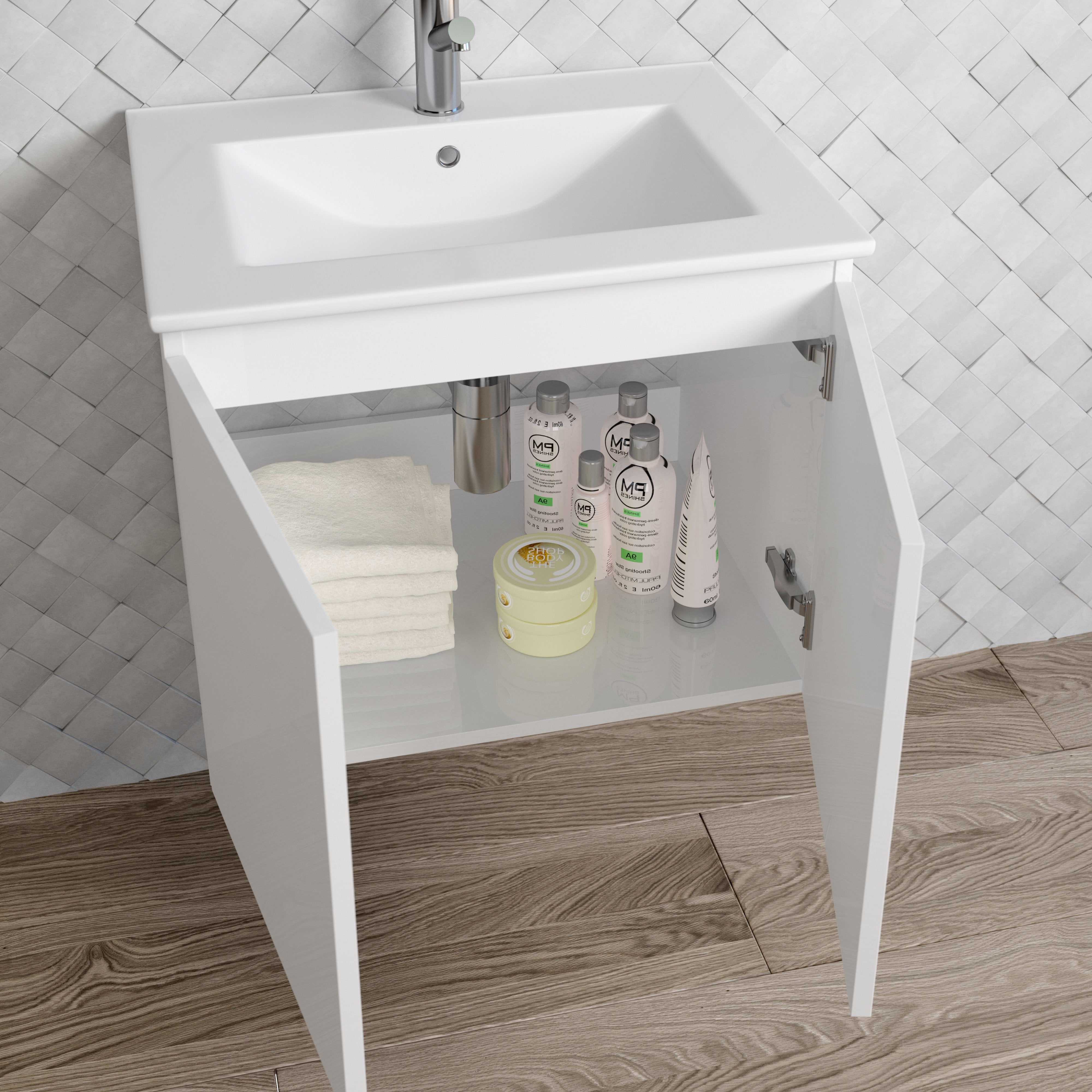 DAX Malibu vanity cabinet 24", Glossy White with Onix basin (DAX-MAL012411-ONX)