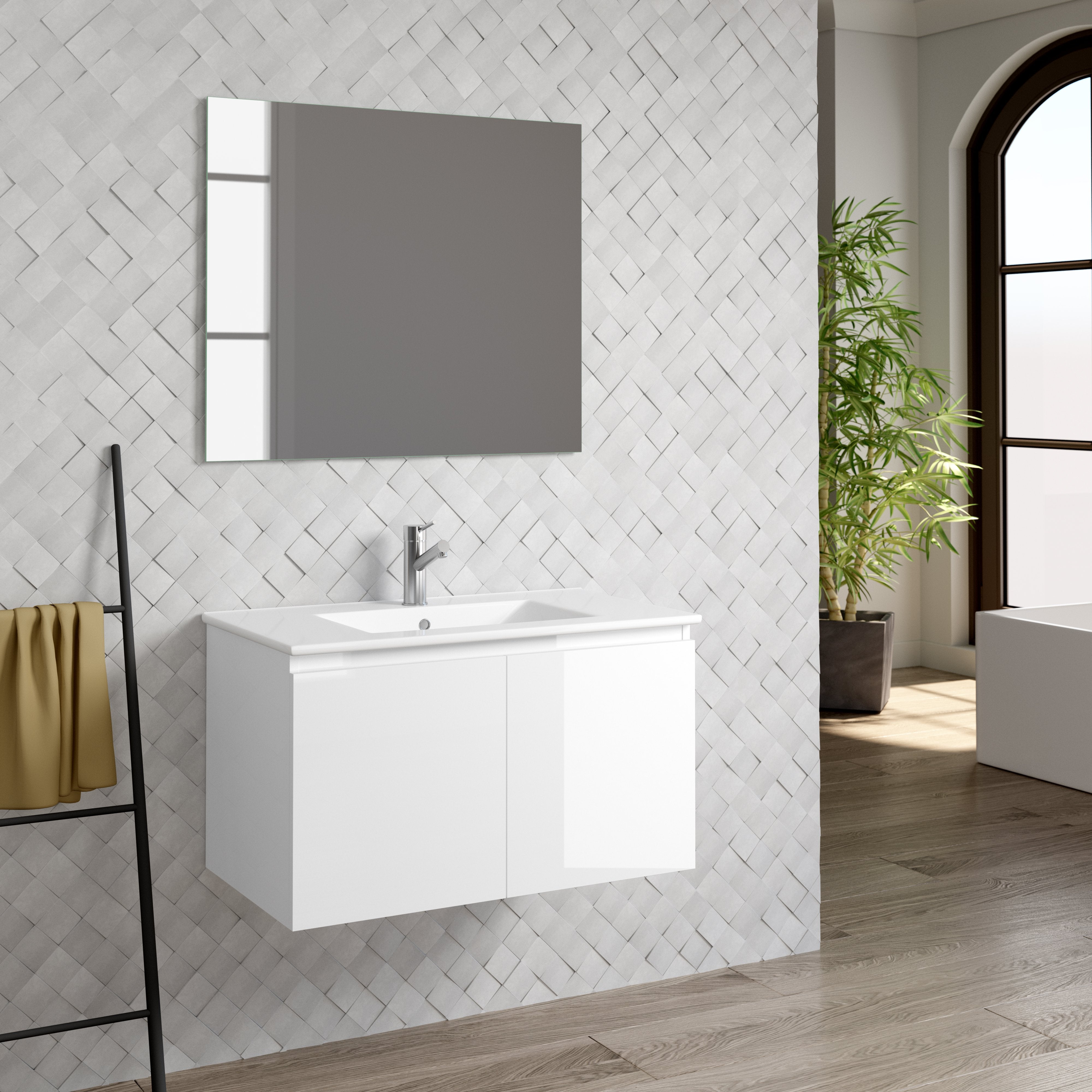 DAX Malibu vanity cabinet 32", glossy white with Onix basin (DAX-MAL013211-ONX)