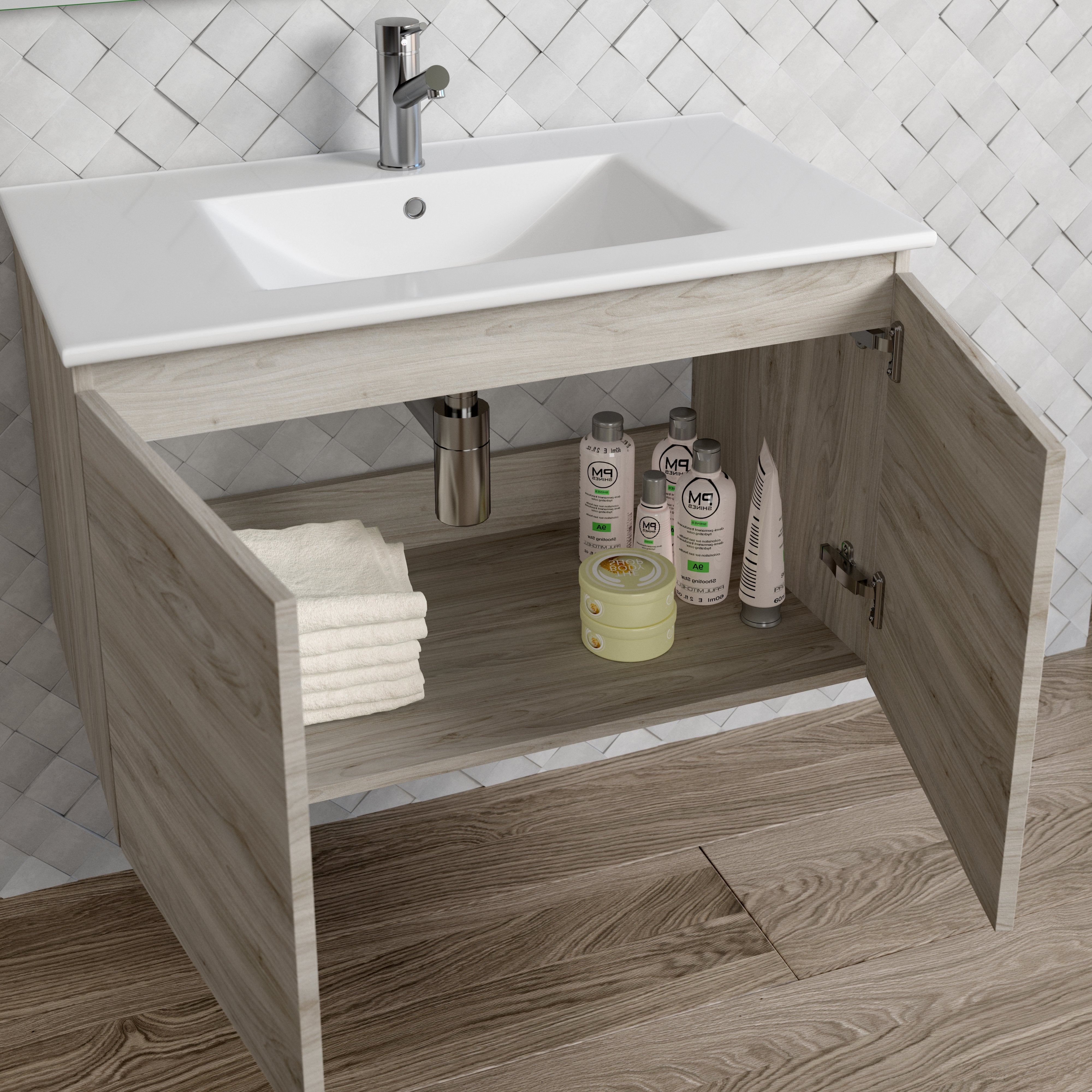 DAX Malibu vanity cabinet 32", pine with Onix basin (DAX-MAL013212-ONX)