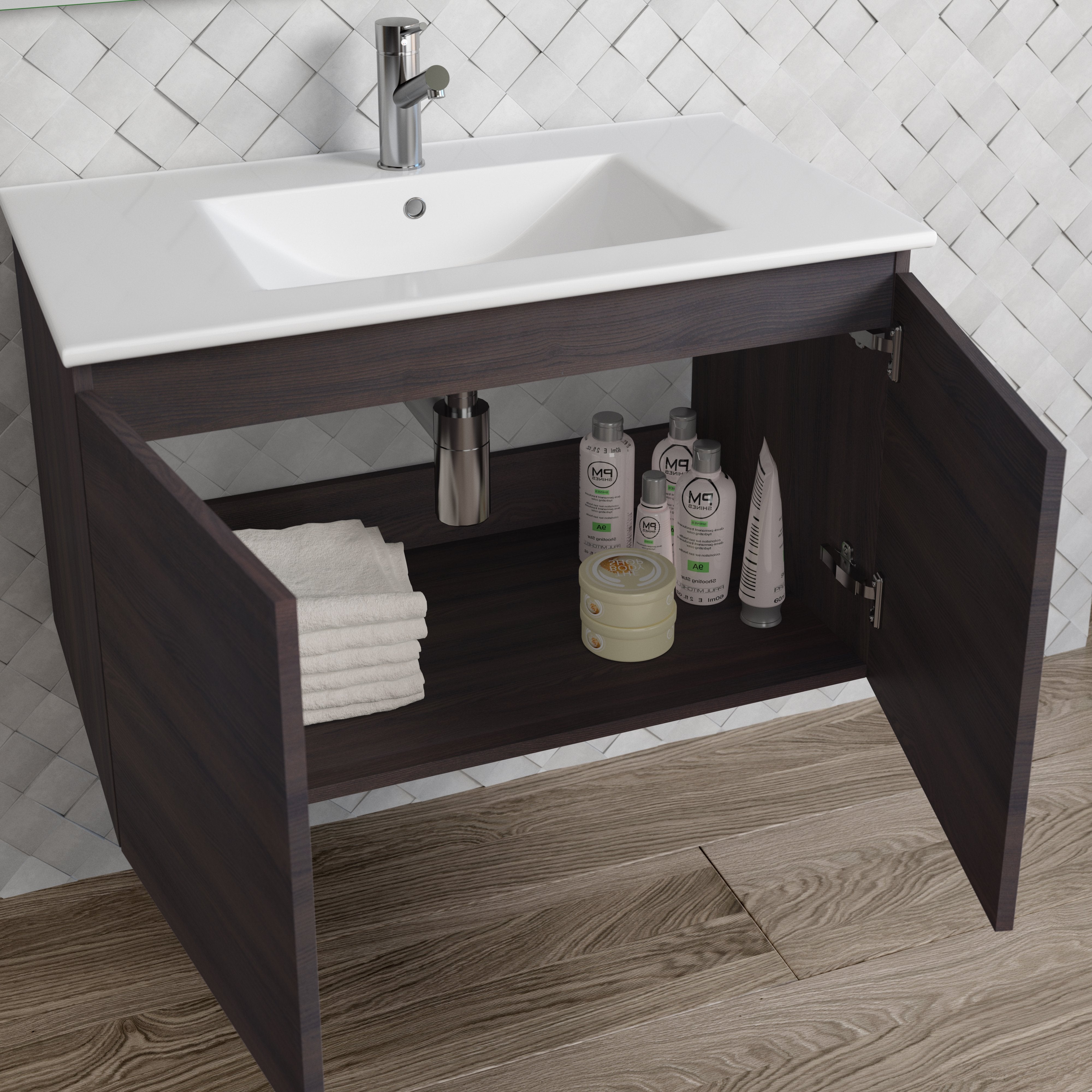 DAX Malibu vanity cabinet 32", glossy wenge with Onix basin (DAX-MAL013213-ONX)