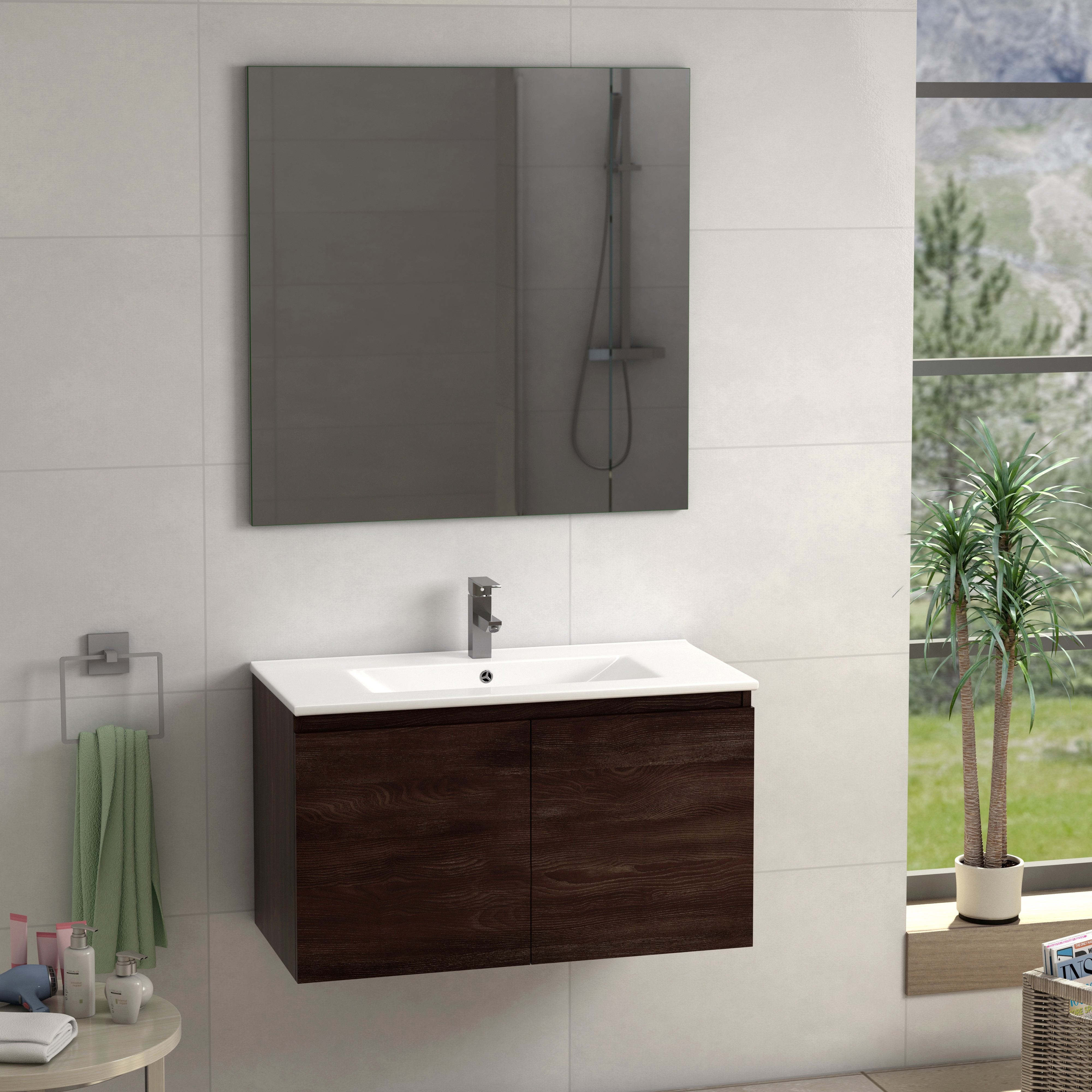 DAX Malibu vanity cabinet 32", glossy wenge with Onix basin (DAX-MAL013213-ONX)