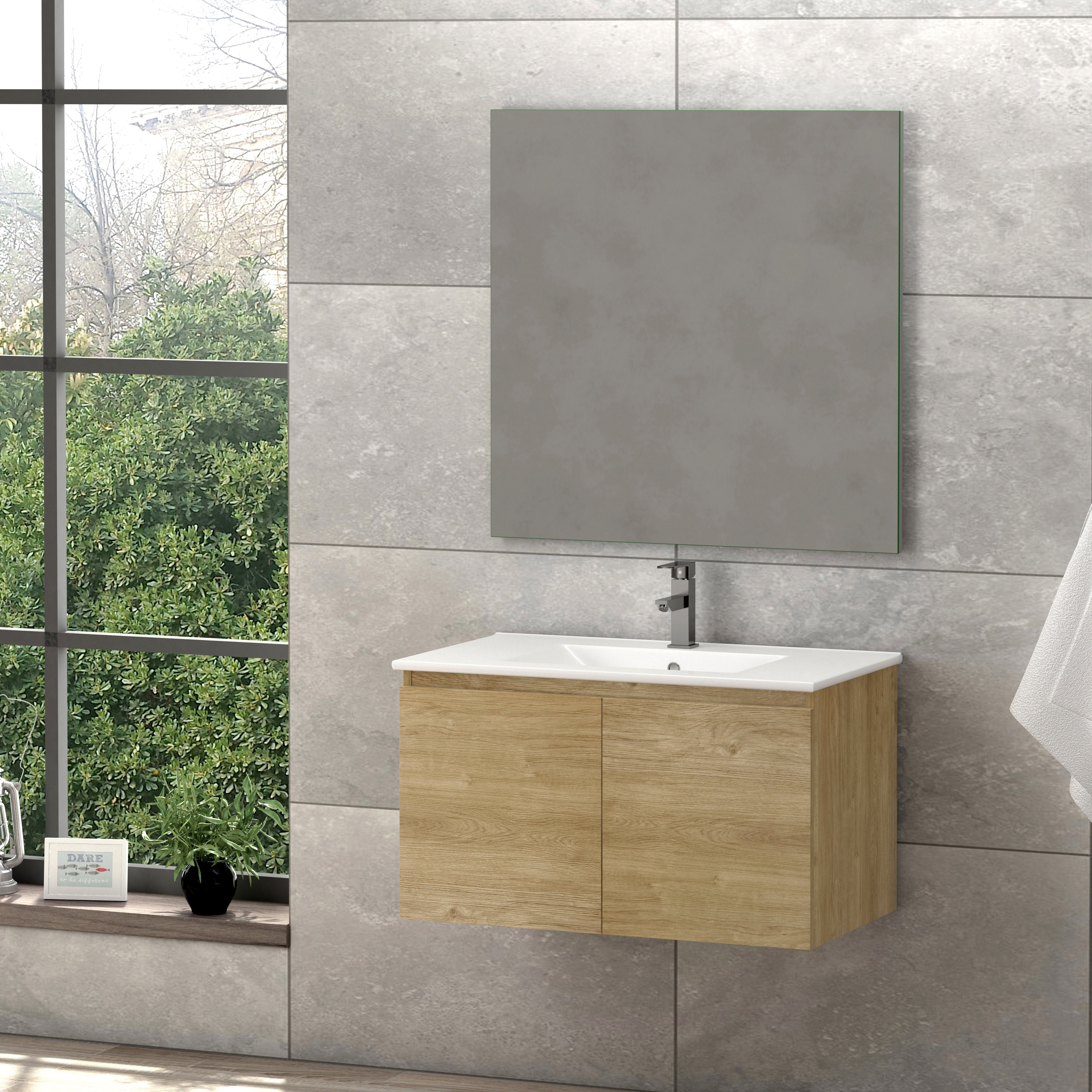 DAX Malibu vanity cabinet 32", oak with Onix basin (DAX-MAL013214-ONX)