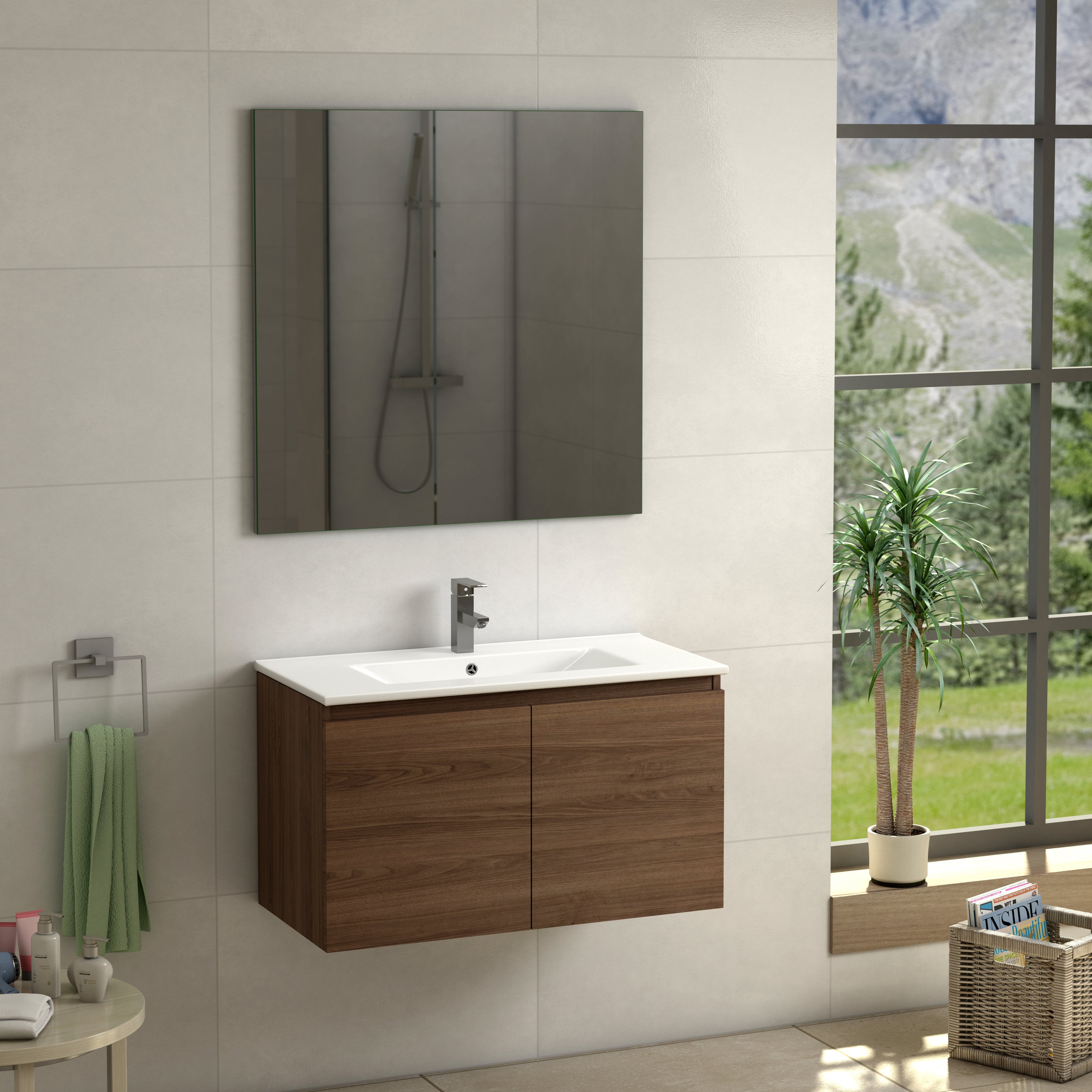 DAX Malibu vanity cabinet 32", walnut with Onix basin (DAX-MAL013215-ONX)