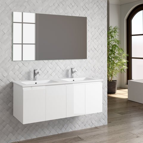 DAX Malibu double vanity cabinet 48", glossy white with Onix basin (DAX-MAL014811-ONX)