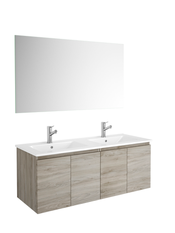 DAX Malibu double vanity cabinet 48", pine with Onix basin (DAX-MAL014812-ONX)