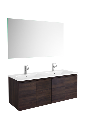 DAX Malibu double vanity cabinet 48", glossy wenge with Onix basin (DAX-MAL014813-ONX)