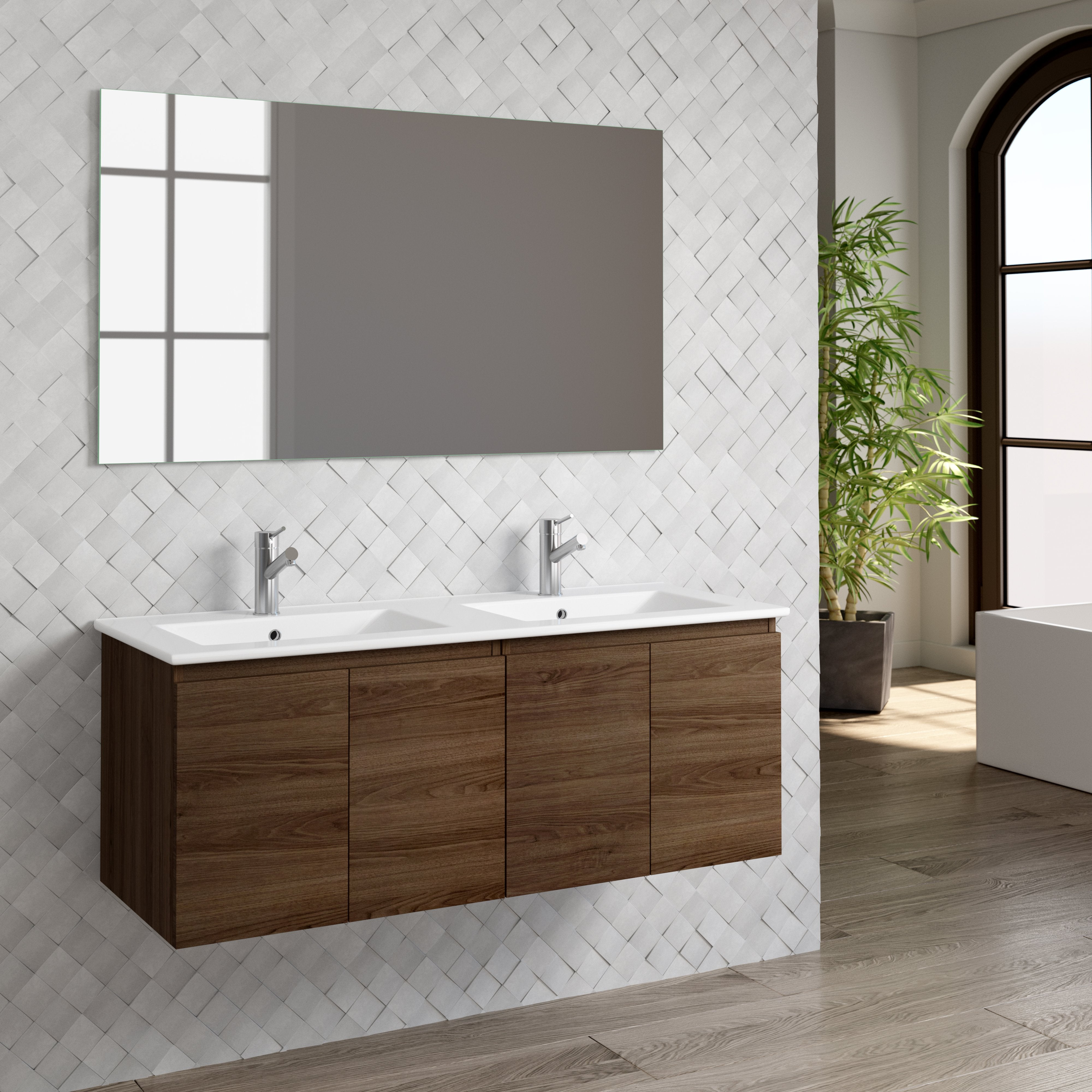 DAX Malibu double vanity cabinet 48", walnut with Onix basin (DAX-MAL014815-ONX)