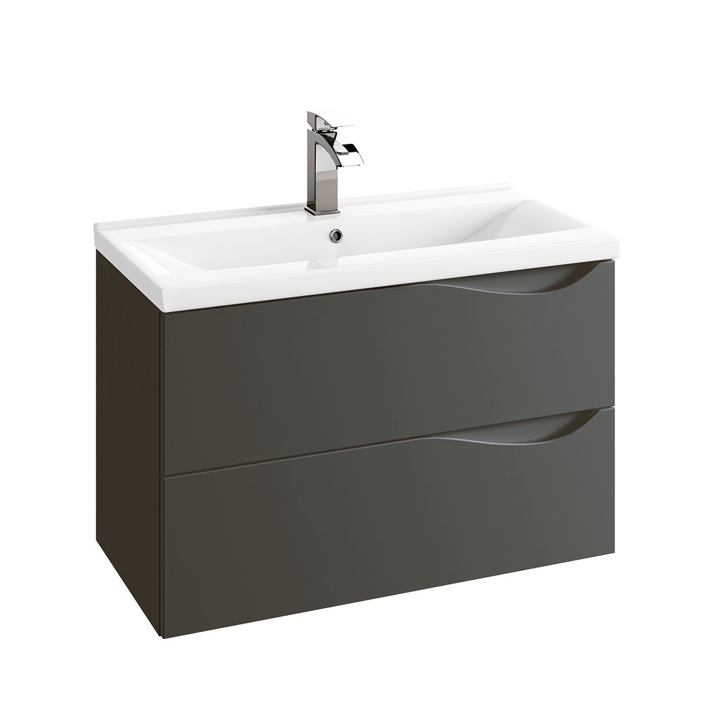 DAX Morea single vanity cabinet 32" matte graphite with Olex basin (DAX-MOR013218-OLEX)
