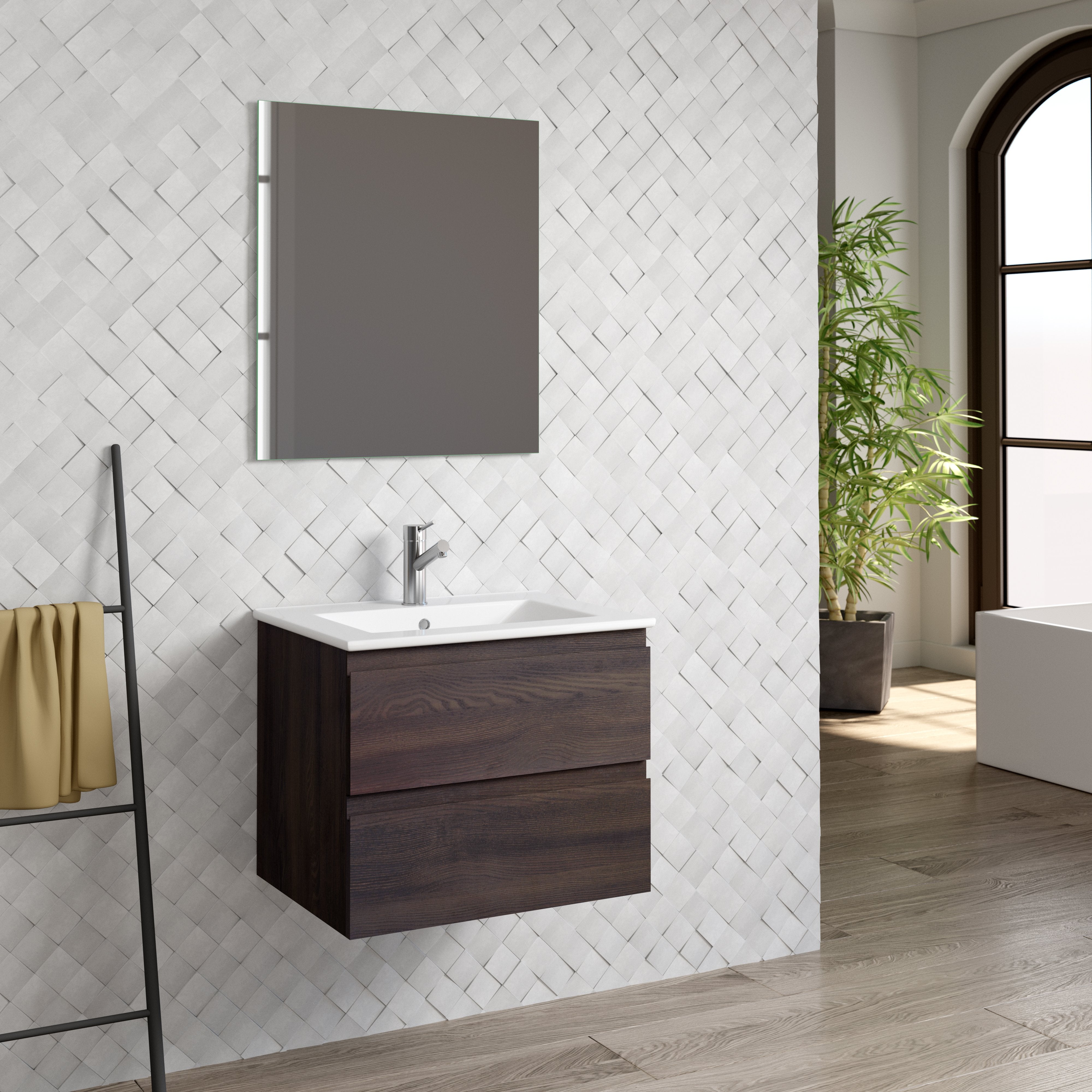 DAX Pasadena vanity cabinet 24", wenge with Onix basin (DAX-PAS012413-ONX)