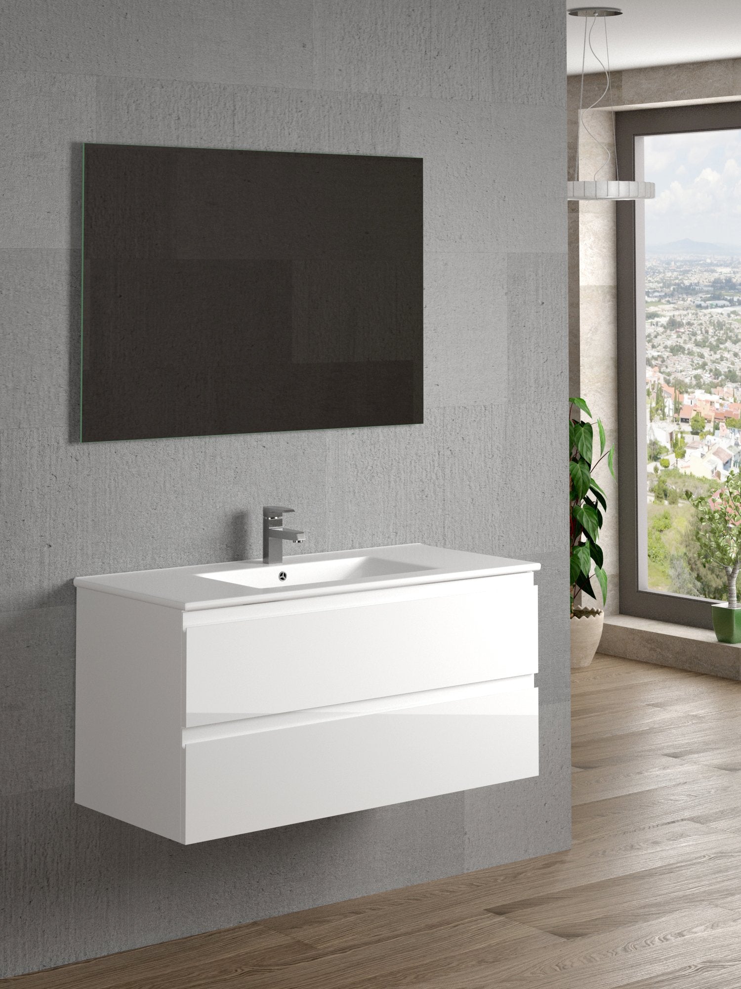 DAX Pasadena vanity cabinet 40", glossy white with Onix basin (DAX-PAS014011-ONX)